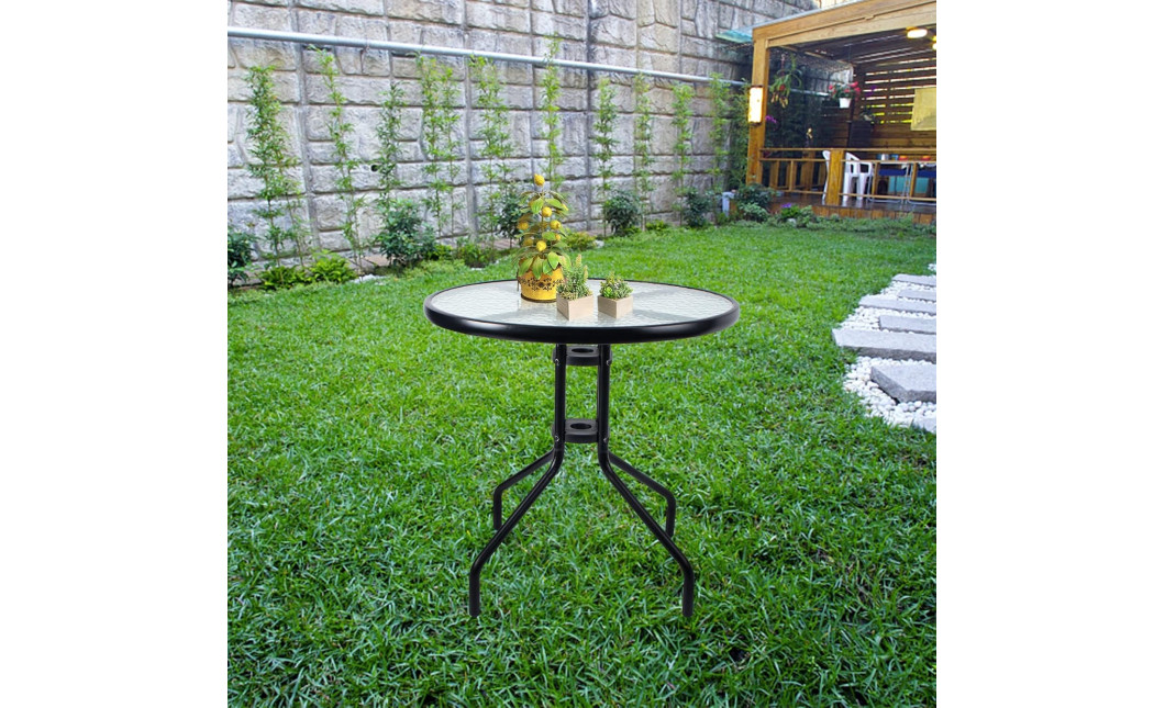 Gartenmöbel-Set ISLAND + SOFIA: runder Tisch 60 cm und 4 Stühle, dunkelgrau (10070026)