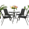 Gartenmöbel-Set ISLAND + SOFIA: runder Tisch 90 cm und 4 Stühle, schwarz (10070012)