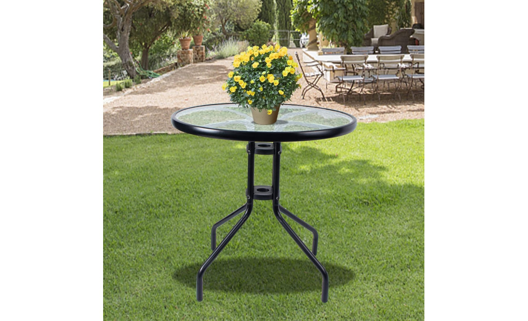 Gartenmöbel-Set ISLAND + SOFIA: runder Tisch 90 cm und 4 Stühle, schwarz (10070012)
