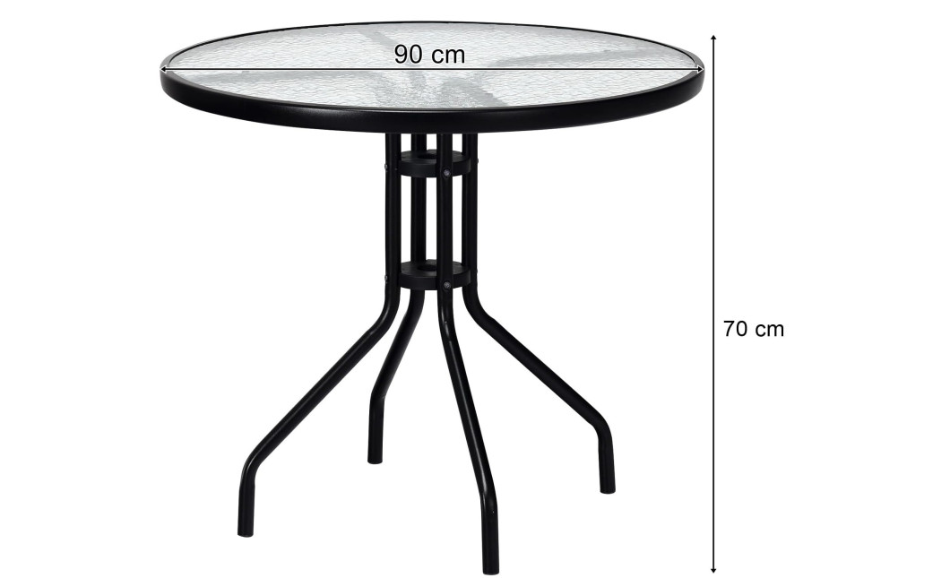 Gartenmöbel-Set ISLAND + SOFIA: runder Tisch 90 cm und 4 Stühle, schwarz (10070012)