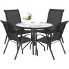 Gartenmöbel-Set ISLAND + SOFIA: runder Tisch 90 cm und 4 Stühle, schwarz (10070012)