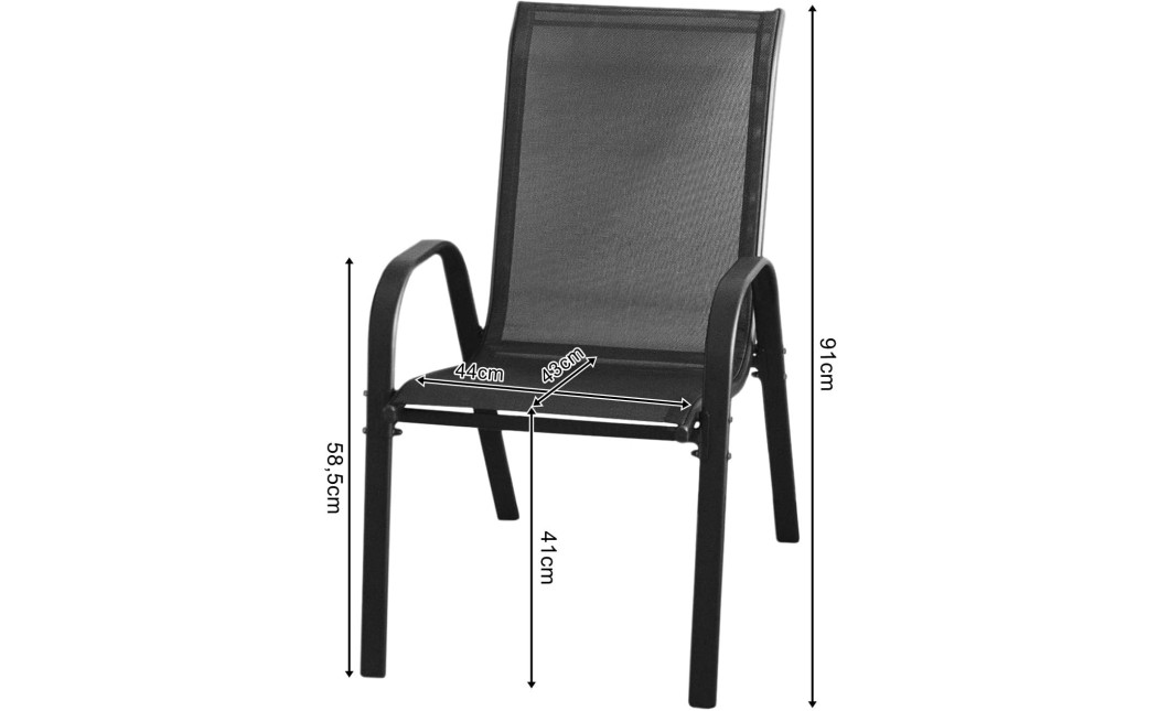 Gartenmöbel-Set ISLAND + SOFIA: runder Tisch 90 cm und 4 Stühle, schwarz (10070012)
