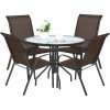 Gartenmöbel-Set ISLAND + SOFIA: runder Tisch 90 cm und 4 Stühle, braun (10070010)