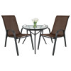 Gartenmöbel-Set ISLAND + SOFIA: halbrunder Tisch und 2 Stühle, braun (10070013)