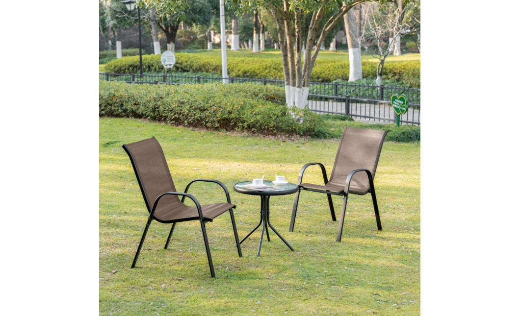 Gartenmöbel-Set ISLAND + SOFIA: halbrunder Tisch und 2 Stühle, braun (10070013)