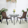 Gartenmöbel-Set ISLAND + SOFIA: halbrunder Tisch und 2 Stühle, braun (10070013)