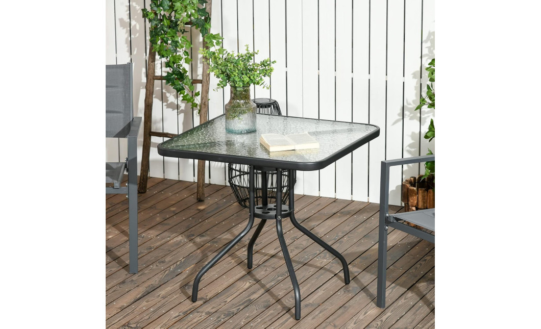 Gartenmöbel-Set ISLAND + SOFIA: quadratischer Tisch 60 cm und 2 Stühle, schwarz (10070021)
