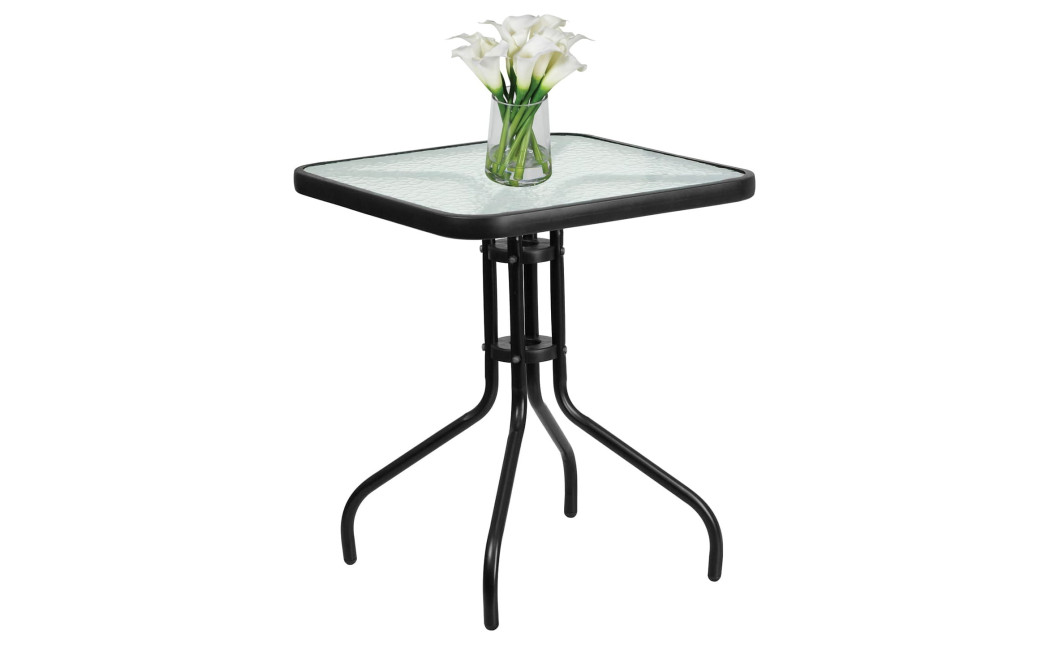 Gartenmöbel-Set ISLAND + SOFIA: quadratischer Tisch 60 cm und 2 Stühle, dunkelgrau (10070020)