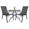Gartenmöbel-Set ISLAND + SOFIA: quadratischer Tisch 60 cm und 2 Stühle, dunkelgrau (10070020)