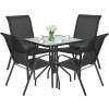 Gartenmöbel-Set ISLAND + SOFIA: quadratischer Tisch 70 cm und 4 Stühle, schwarz (10070018)