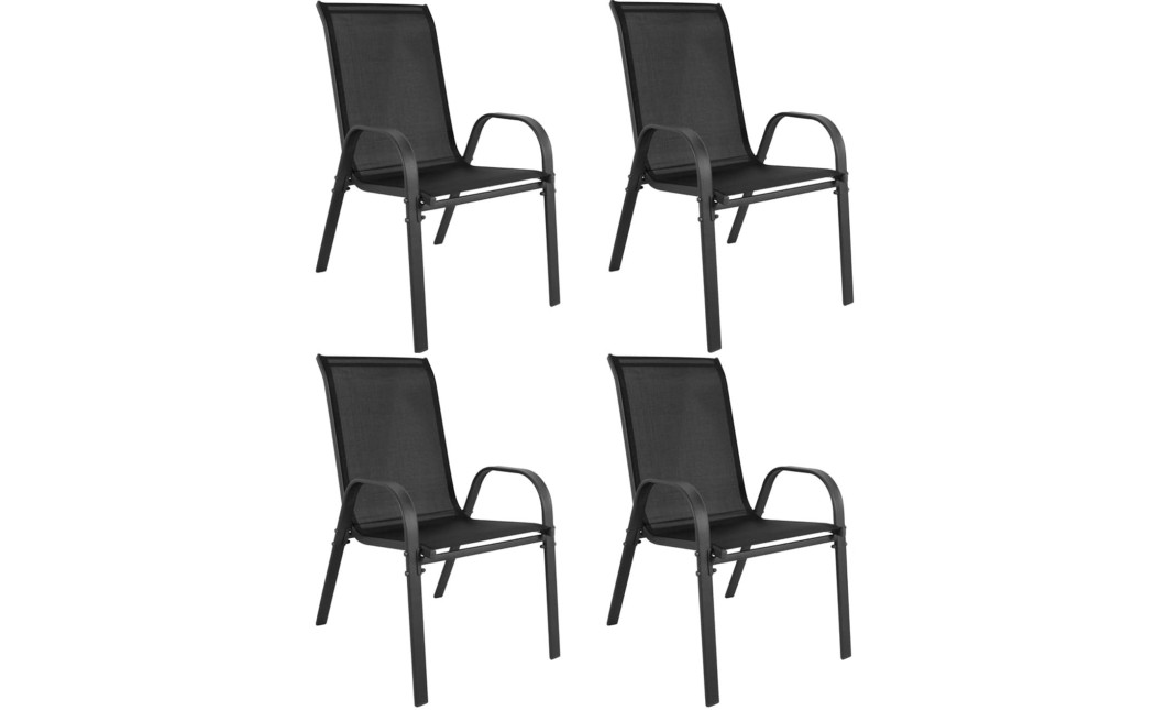 Gartenmöbel-Set ISLAND + SOFIA: quadratischer Tisch 70 cm und 4 Stühle, schwarz (10070018)