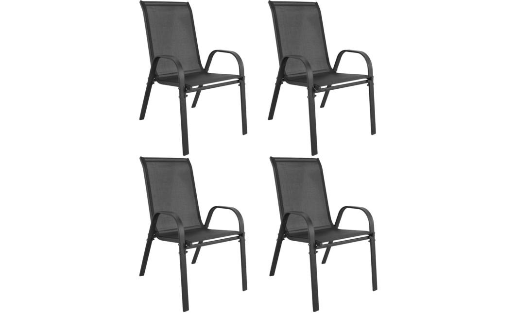 Gartenmöbel-Set ISLAND + SOFIA: quadratischer Tisch 70 cm und 4 Stühle, dunkelgrau (10070017)
