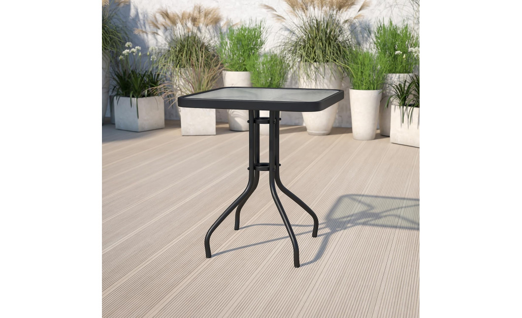 Gartenmöbel-Set ISLAND + SOFIA: quadratischer Tisch 70 cm und 4 Stühle, dunkelgrau (10070017)