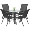 Gartenmöbel-Set ISLAND + SOFIA: quadratischer Tisch 70 cm und 4 Stühle, dunkelgrau (10070017)